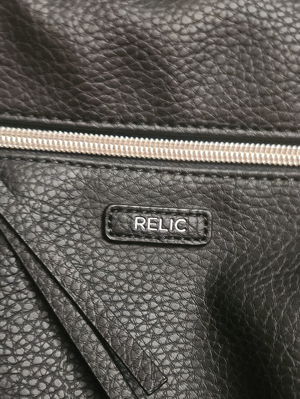 Relic Black Pebbled Faux-Leather Backpack with Silver Zippers - Picture 2 of 7